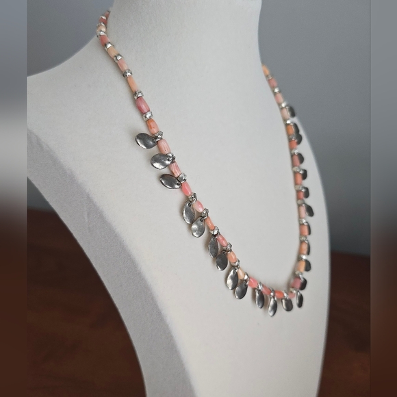 J.Jill Preppy Pink Coral & Silvertone Charm Necklace - Picture 4 of 9